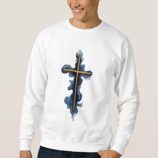 Faith Over Fear Watercolor Cross スウェットシャツ (正面)