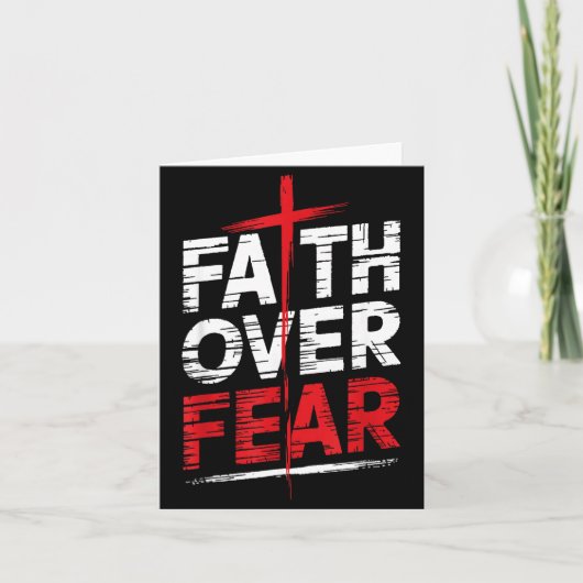 Faith Over Fear With Cross Christian Men  カード (正面)