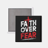 Faith Over Fear With Cross Christian Men マグネット (正面/裏面)