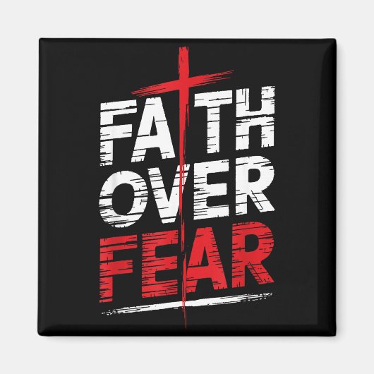 Faith Over Fear With Cross Christian Men マグネット (正面)