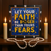 Faith Over Fears Textured Art スクエア壁時計