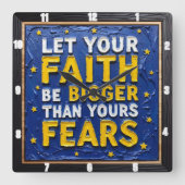 Faith Over Fears Textured Art スクエア壁時計 (正面)