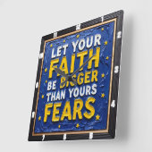 Faith Over Fears Textured Art スクエア壁時計 (傾斜)