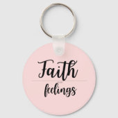 Faith Over Feelings Pink Christian women gift キーホルダー (裏面)