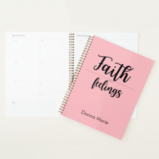 Faith Over Feelings Pink Planner for Women プランナー手帳