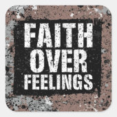 Faith Over Feelings Sticker – Christian Gym Motiva スクエアシール (正面)