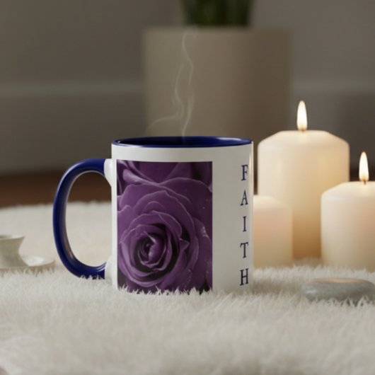Faith Purple Roses 11oz Two-Tone Mug Blue マグカップ