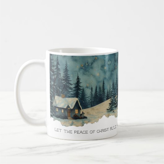 Faith Scripture Colossians 3:15 Cabin Mug コーヒーマグカップ (左)