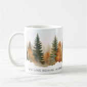 Faith Scripture Forest 1 John 4:19 Mug コーヒーマグカップ (左)