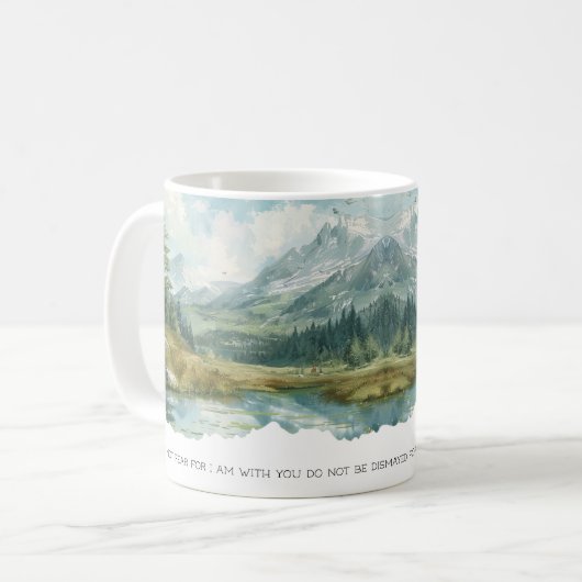 Faith Scripture Isaiah 41:10 Mountain Mug コーヒーマグカップ (正面左)