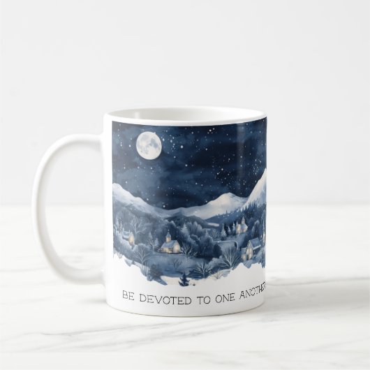 Faith Scripture Snow Mountain Romans 12:10 Mug コーヒーマグカップ (左)