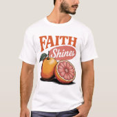 Faith Shines Orange Grapefruit Retro Christian Tee Tシャツ (正面)