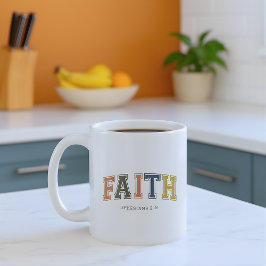 Faith Varsity Style Text Ephesians 2:18 コーヒーマグカップ