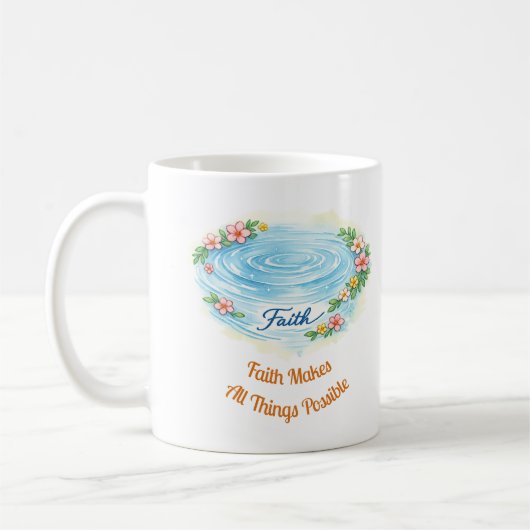 Faith Water Ripple Flowers Easter Christian Mug コーヒーマグカップ (左)