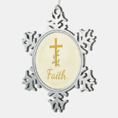“Faith” Watercolor Christmas Ornament スノーフレークピューターオーナメント (右)
