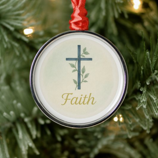 “Faith” Watercolor Christmas Ornament メタルオーナメント (ツリー)