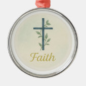 “Faith” Watercolor Christmas Ornament メタルオーナメント (正面)