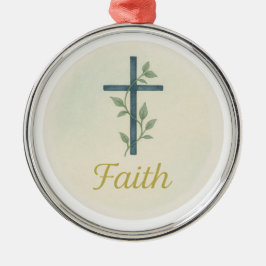 “Faith” Watercolor Christmas Ornament メタルオーナメント