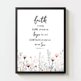 Faith Watercolor Wildflowers Bible Verse Print ポスター