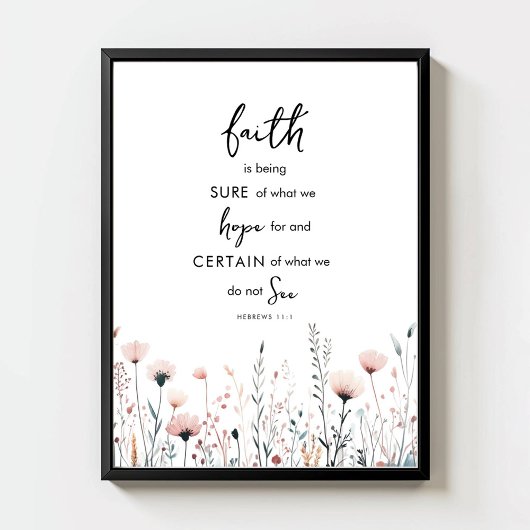 Faith Watercolor Wildflowers Bible Verse Print ポスター