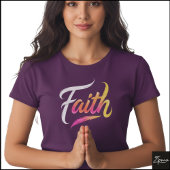 Faith Word Neon Glossy Feather Script Tシャツ