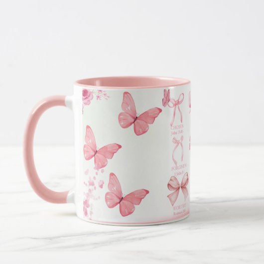 Faithful & Beautiful – Pink Bow Christian Affirmat マグカップ (左)