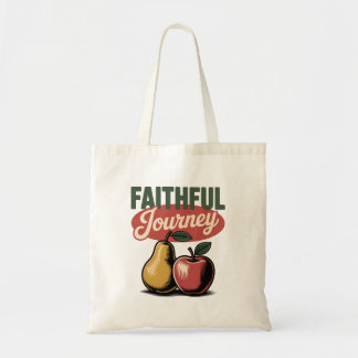 Faithful Journey Pear Apple Retro Christian Tee トートバッグ