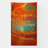 Faithful Love in Autumn Glory | Psalm 107:1 横断幕 (縦)