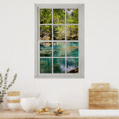 Fake Faux Window Illusion - Bright Lagoon Scene ポスター (キッチン)