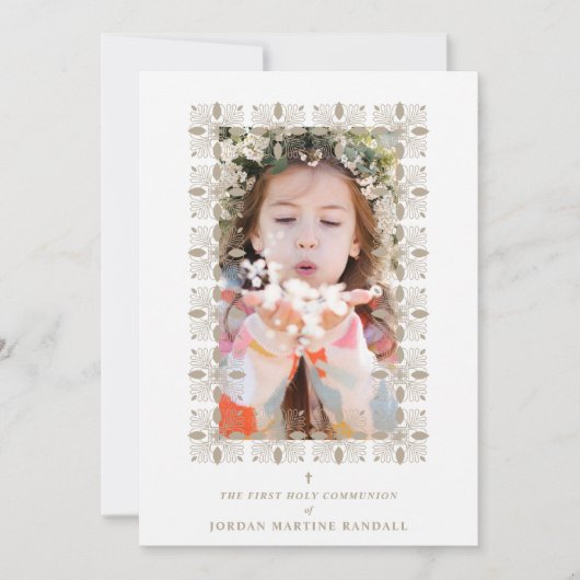 Fake Gold Effect Fancy Ornament Lace Effect Modern 招待状 (正面)