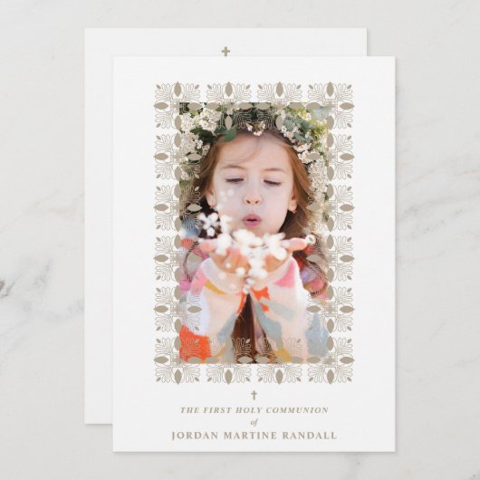 Fake Gold Effect Fancy Ornament Lace Effect Modern 招待状 (正面/裏面)