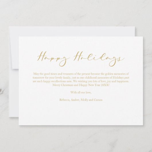 Fake Gold Minimalist Happy Holidays Modern Script  (裏面)
