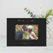 Fake Golden Branches Fancy Calligraphy Photo サンキューカード (スタンド正面)