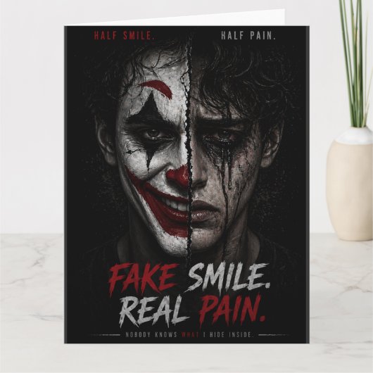 “Fake Smile, Real Pain: The Truth Behind Man カード (正面)