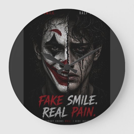 “Fake Smile, Real Pain: The Truth Behind Man ラージ壁時計 (正面)
