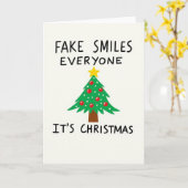 Fake Smiles Everyone Funny Anti Christmas Holiday カード (黄色い花)