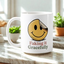 Faking It Gracefully | 自己認識のあるサバイバルユーモア コーヒーマグカップ