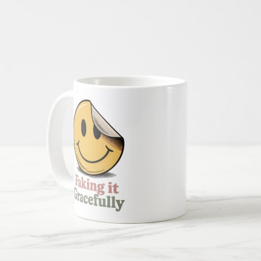 Faking It Gracefully | Self-Aware Survival Humor コーヒーマグカップ (正面左)