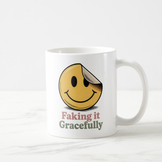 Faking It Gracefully | Self-Aware Survival Humor コーヒーマグカップ (右)