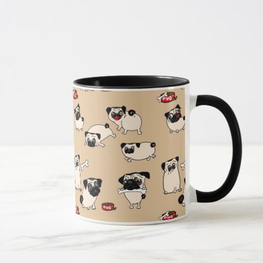 Fakwn Pug Pattern Mugsかわいいギフトfor Pug owners マグカップ (右)
