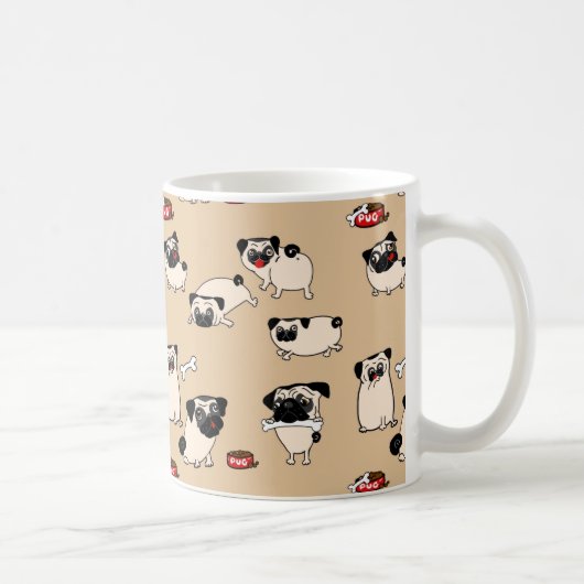 Fakwn Pug Pattern Mugsかわいいギフトfor Pug owners マグカップ (右)