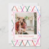 Falala Pastel Checkered Pattern Christmas Photo シーズンカード (正面)
