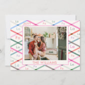 Falala Pastel Checkered Pattern Christmas Photo シーズンカード (正面)