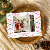 Falala Pastel Checkered Pattern Christmas Photo シーズンカード