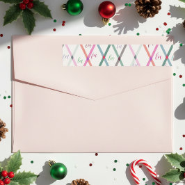 Falala Pastel Colors Checkered Pattern Christmas ラップアラウンドラベル