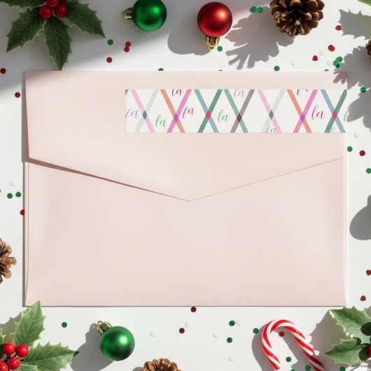 Falala Pastel Colors Checkered Pattern Christmas ラップアラウンドラベル