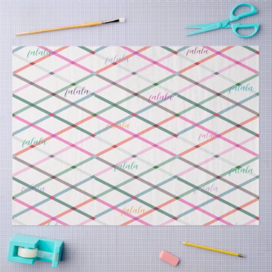 Falala Pastel Colors Checkered Pattern Christmas 薄葉紙 (クラフト)