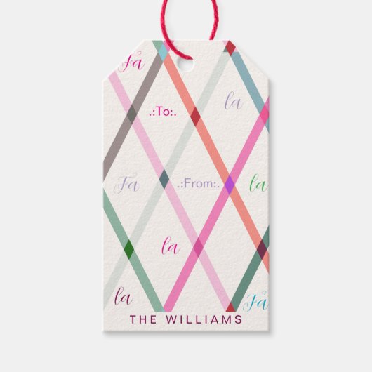 Falala To and From Checkered Pattern Christmas ギフトタグ (正面)