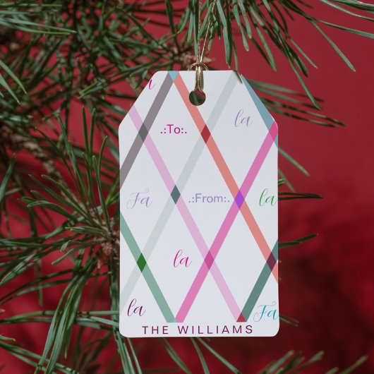 Falala To and From Checkered Pattern Christmas ギフトタグ