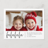 「Falalala」パーソナライズされたクリスマスフォトカード ポストカード (正面)